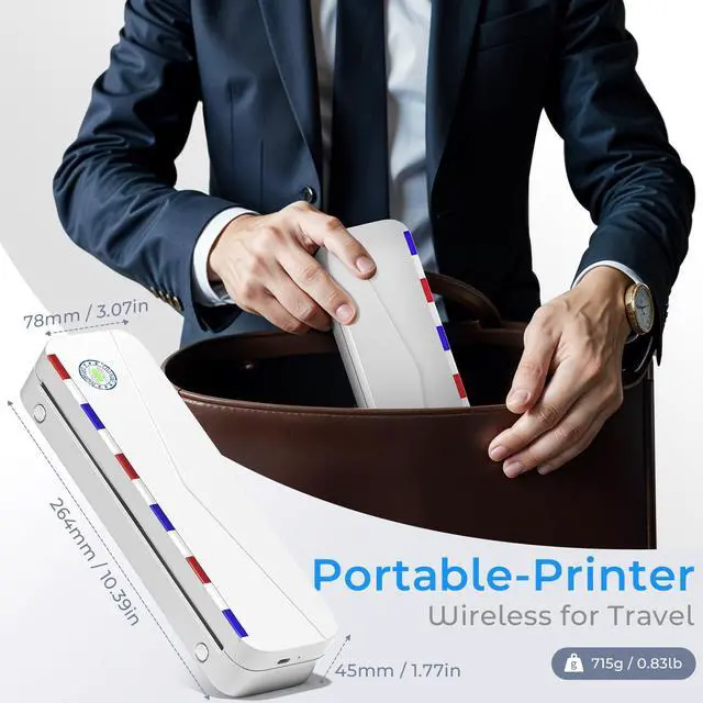 Alt view image 3 of 5 - Phomemo Portable Inkless Wireless Printers for Travel, M836 Portable Printer with Black Carry Case, Upgrade Bluetooth Thermal Printer