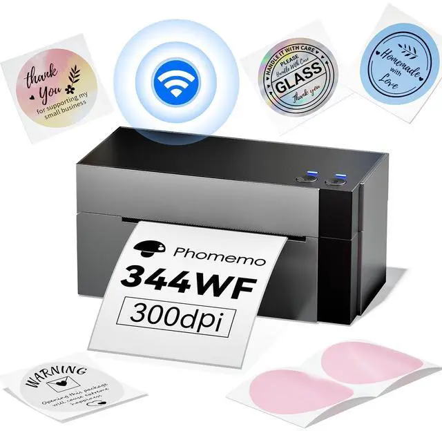 Main image of Phomemo 344WF WiFi Label Printer, [Upgraded] 300DPI Shipping Thermal Labels Printer for Shipping Packages, 4x6 Label Printers Compatible with iOS, Android and PC Etsy Ebay USPS, IF Design Award 2024