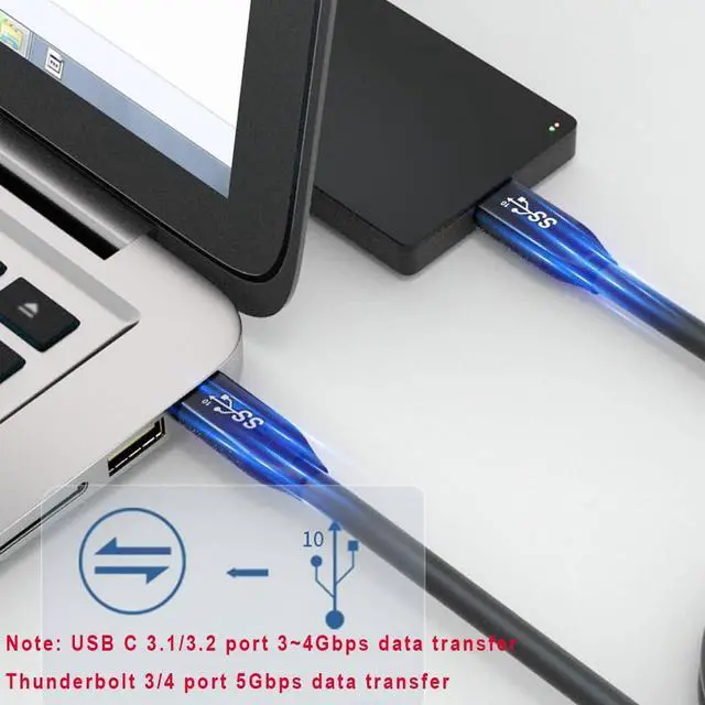 Alt view image 2 of 5 - QCEs USB C 3.1 Gen 2 Cable 15Ft, USB C to C Cable 100W PD Charging 4K Video, 5Gbps Data for Thunderbolt 3/4 Port Compatible with MacBook Pro/Air, Mac Mini, iPhone 15, Galaxy S23, Quest 2