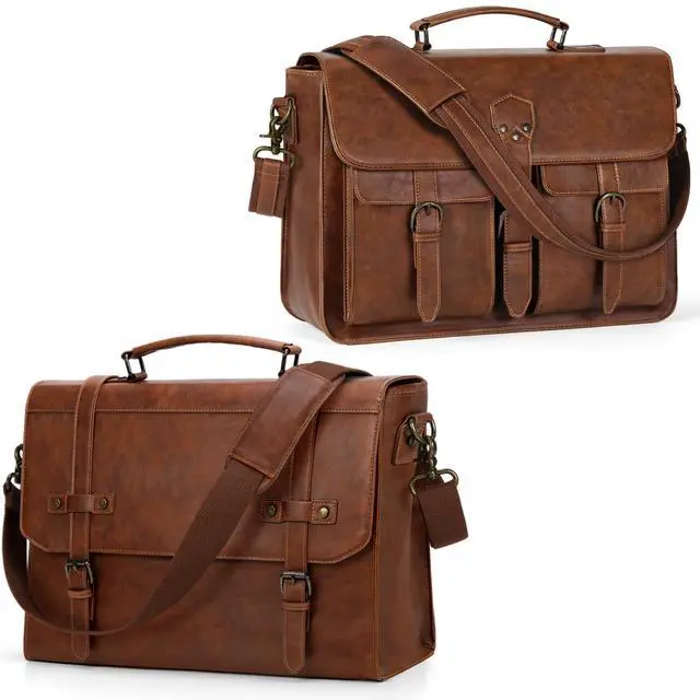 Main image of RAINSMORE Messenger Bag for Men 15.6 Inch and 17 Inch Leather Briefcase Large Laptop Bag Waterproof Satchel Bag Computer Shoulder Bag for Office Work Travel College