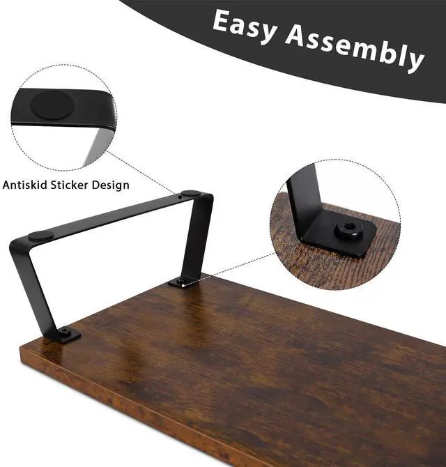 Alt view image 3 of 5 - Vintage Wooden Dual Monitor Stand - 2 Monitor Riser with Metal Legs & Drawer, Office Desk Organizer