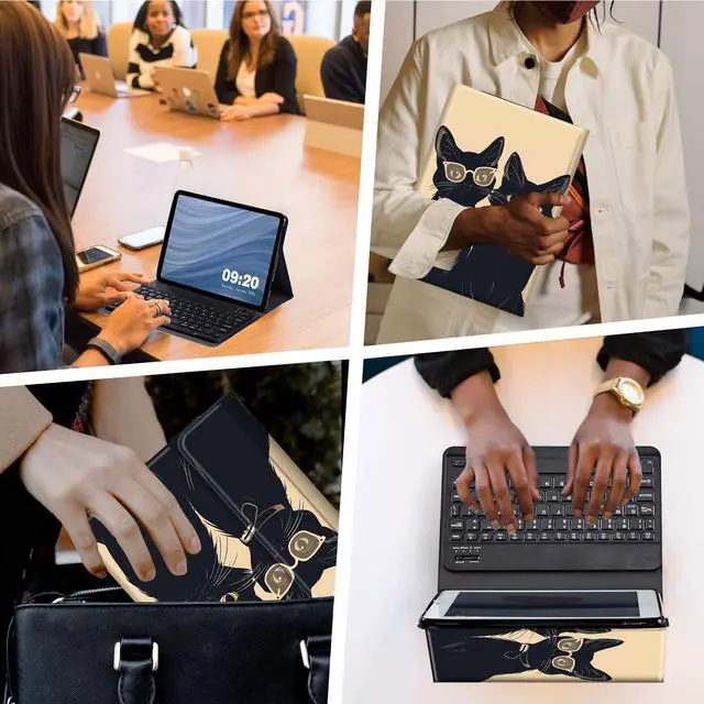 Alt view image 2 of 5 - RMJKXQZG for  Fire Max 11 Keyboard Case, Strong Magnetic Sealing Leather Cover Detachable Wireless Keyboard for Kindle Fire 11th Generation 2023 Case for Women Men, Cute Black Cat Couple