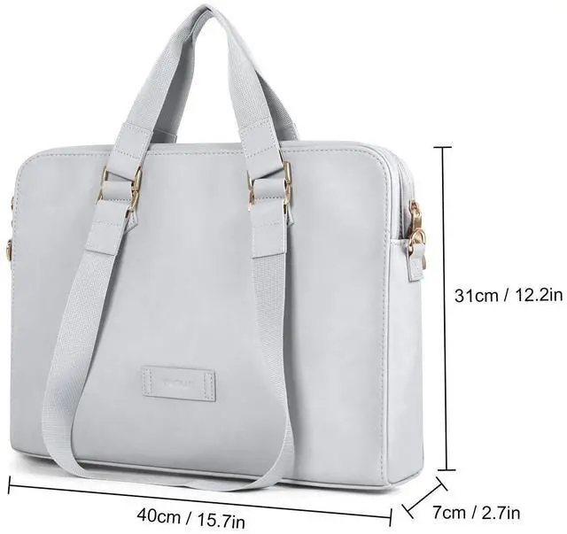 Alt view image 5 of 5 - Kamlui Laptop Bag 15.6 Inch - for Women PU Waterproof Fashion Shoulder Messenger(Black) (15.6 ihch, Gray)