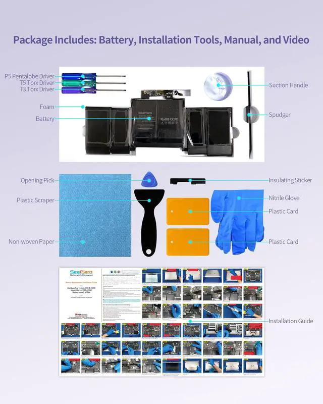 Alt view image 3 of 5 - SeaPlant A2251 Battery Replacement for MacBook Pro 13-inch A2251(2020) A1964 Battery
