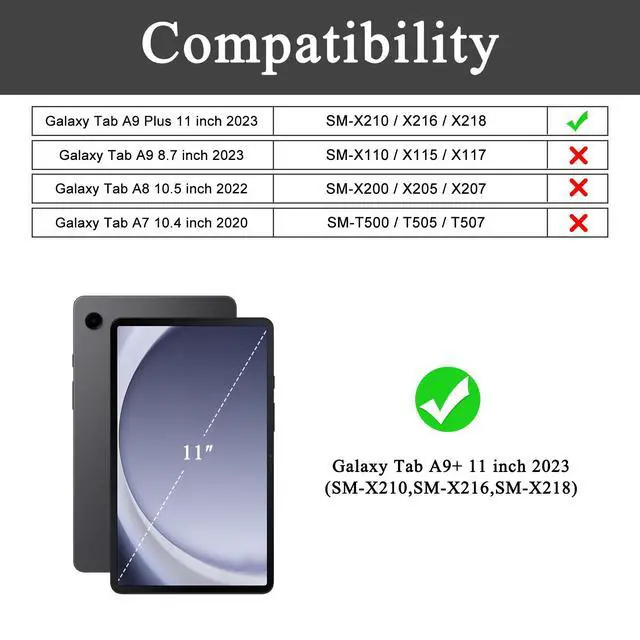 Alt view image 2 of 5 - Soke Case for Samsung Galaxy Tab A9 Plus 2023, with Built-in Screen Protector and Kickstand, Rugged Full Body Protective Cover for Galaxy Tab A9+ 11 Inch Tablet [SM-X210/X216/X218],Navy