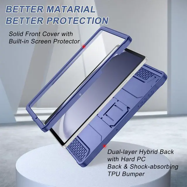 Alt view image 5 of 5 - Soke Case for Samsung Galaxy Tab A9 Plus 2023, with Built-in Screen Protector and Kickstand, Rugged Full Body Protective Cover for Galaxy Tab A9+ 11 Inch Tablet [SM-X210/X216/X218],Navy