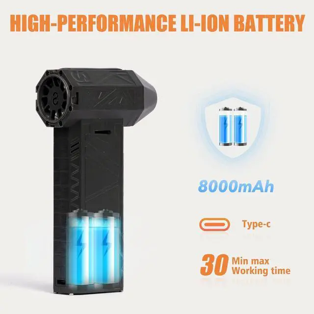 Alt view image 3 of 4 - SUPERLIT Turbo Portable Air Blower Rechargeable Duster for Cleaning Detailing Accessories Electric Mini Fan Convert to Hand-Held Vacuum Cleaning Set with Brush 180,000 RPM Home Office Essentials