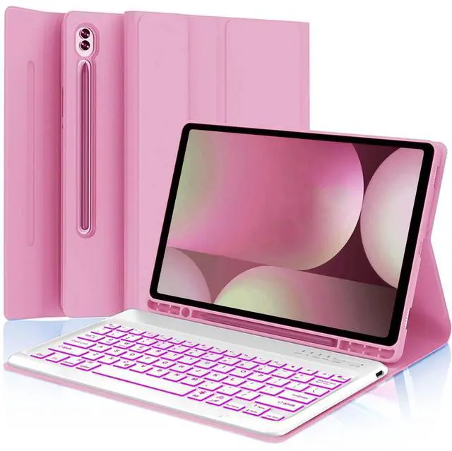 Main image of Keyboard Case for Samsung Galaxy Tab S10+ Plus/ S9 Plus/S9 FE+/ S9+/ S8+ Plus/S7+ Plus/S7 FE 12.4 Inch with S Pen Holder, Backlit Smart Keyboard case (Pink)