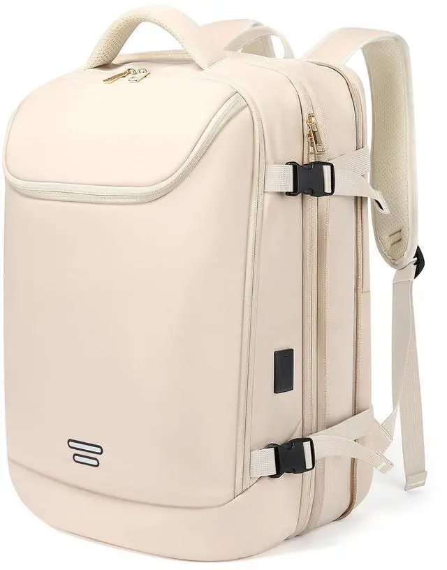 Main image of TANGCORLE Travel Backpack for Women, 50L Extra Large Capacity Backpack with USB Charging Port, Expandable 17.3 inch Laptop Backpack Mochila Flight Approved, Casual Daypack for Weekender,Beige