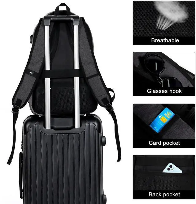 Alt view image 5 of 5 - TANTOMI Travel Laptop Backpack, Carry On Backpack for Men Women Laptop Computer Work School Bag USB Port