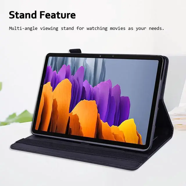 Alt view image 5 of 5 - Folio Case for Samsung Galaxy Tab S10 Ultra 2024/S9 Ultra 2023/S8 Ultra 2022 14.6", Techcircle Mandala Embossed PU Leather Stand Soft Back Cover Slim Elastic Band Case w/Card Slots+Pen Holder, Black
