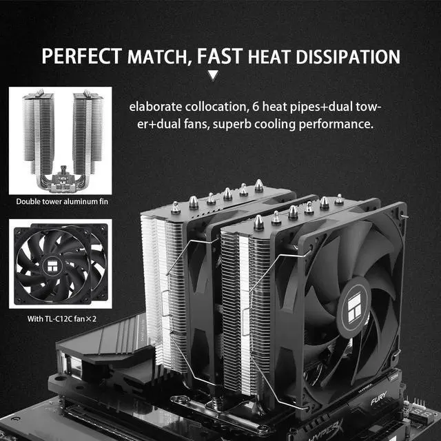 Alt view image 3 of 5 - Thermalrlght Peerless Assassin 120 SE CPU Air Cooler, 6 Heat Pipes, Dual 120mm TL-C12C PWM Fans, Aluminum Heatsink Cover, AGHP Technology, for AMD AM4 AM5/Intel LGA 1700/1150/1151/1200/1851PA120SE