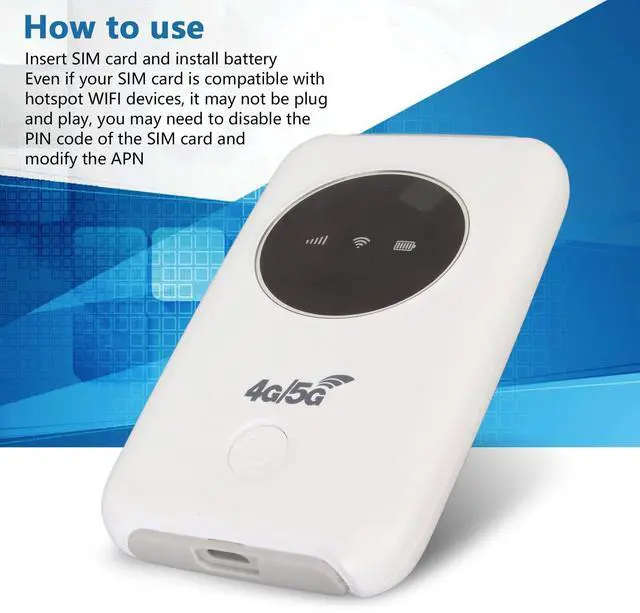 Alt view image 4 of 5 - 4G/5G WiFi Hotspot, Unlocked USB WiFi Modem with SIM Card Slot, Portable Travel Router for Smartphone Tablet Laptop, Supports 300Mbps, 10 Device Connectivity