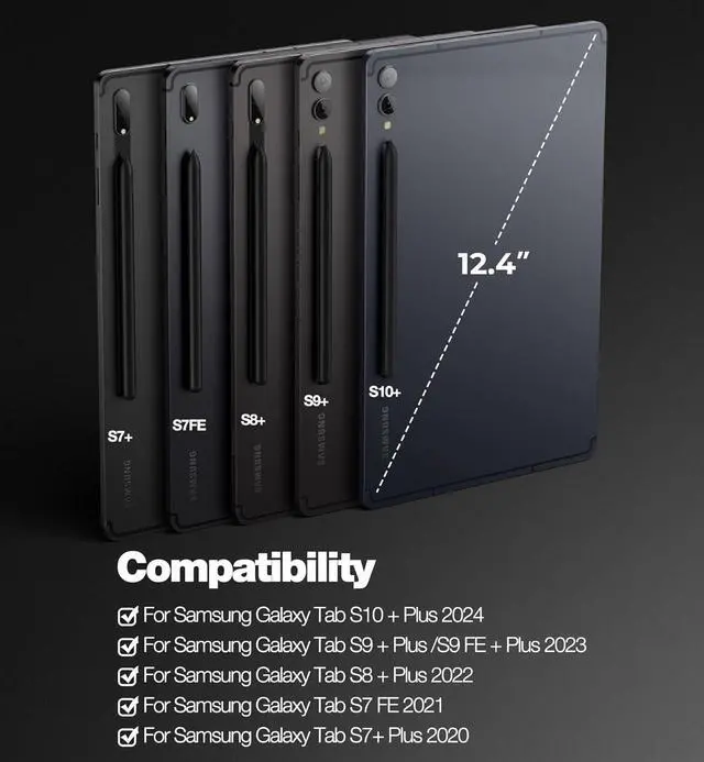 Alt view image 2 of 5 - TUNKARMOR Case Keyboard for Samsung Galaxy Tab S10+ Plus / S9 FE+ Plus / S9+ Plus / S8+ Plus / S7 FE / S7+ Plus 12.4inch - Mouse and Magnetic Keyboard, Slim Case with S Pen Holder