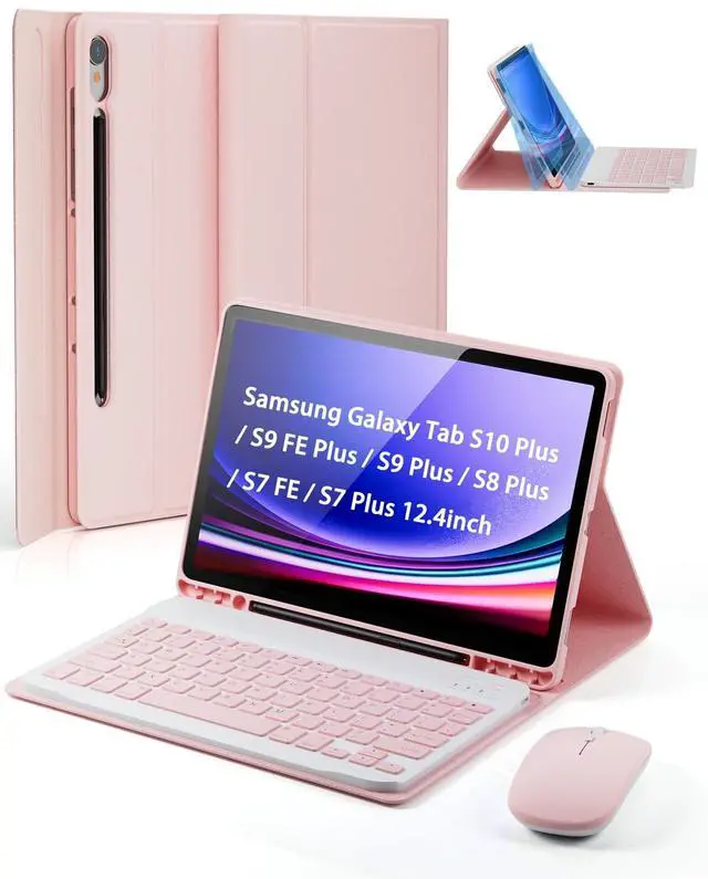 Main image of TUNKARMOR Case Keyboard for Samsung Galaxy Tab S10+ Plus / S9 FE+ Plus / S9+ Plus / S8+ Plus / S7 FE / S7+ Plus 12.4inch - Mouse and Magnetic Keyboard, Slim Case with S Pen Holder