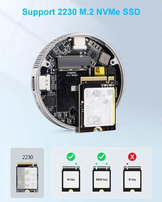 Alt view image 4 of 5 - TWOPAN M.2 2230 NVMe SSD Enclosure with Dual-Sided MagSafe, 10Gbps Portable USB-C External SSD Case for 4K ProRes Video, iPhone 16/15 Pro Max, MacBook, iPad & USB-C Devices