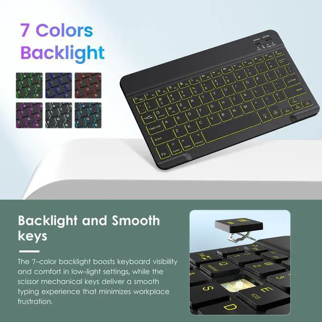 Alt view image 3 of 5 - VIKESI Keyboard Case for iPad 9th / 8th / 7th Generation 10.2 inch (2021/2020/2019), Premium Leather Smart Cover, Built-in Breathing Light, Function Row, Pencil Holder, Card Slots - Green