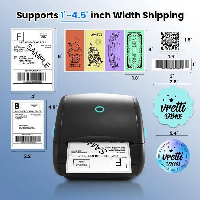 Alt view image 2 of 5 - vretti Shipping Label Printer,Bluetooth with Built-in Label Desgin,4x6 Thermal Shipping Label Printer for Small Business,Compatible for ,Ebay,USPS