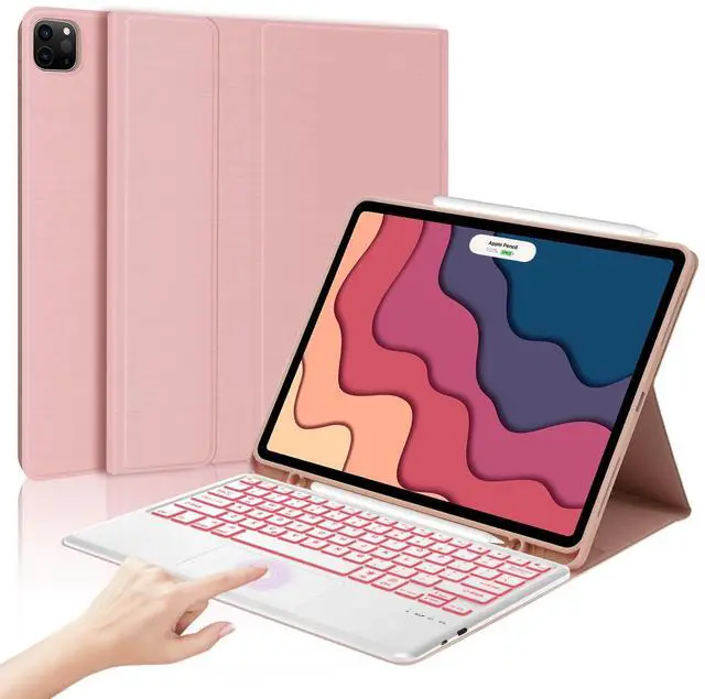 Main image of YEHOBU Keyboard Case for iPad Air 13-inch (M3 2025, M2 2024) & iPad Pro 12.9-inch (6th/5th/4th/3rd Gen), 7 Colors Backlit, Magnetic Detachable Touchpad Keyboard, Smart Folio Cover with Pencil Holder