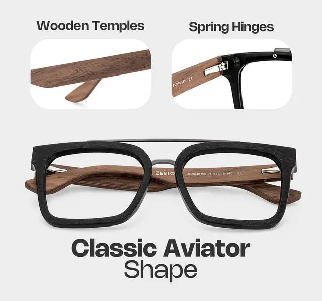 Alt view image 5 of 5 - Zeelool Aviator Blue Light Blocking Glasses for Men, Retro Glasses Computer Eyeglasses with Anti UV, Eyestrain and Glare Lens ZJGX642196-01B