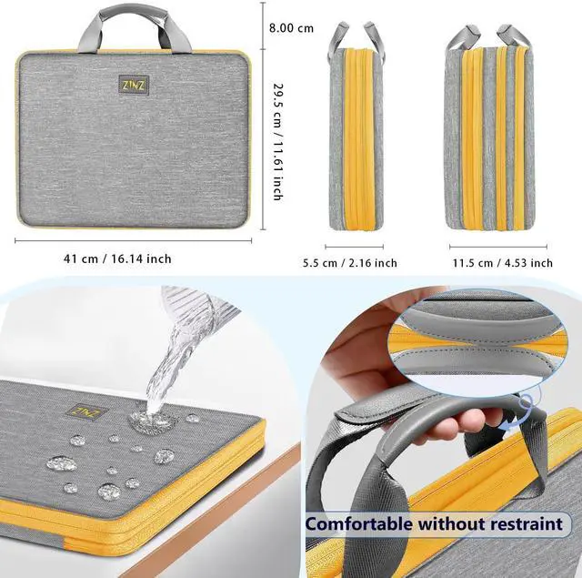 Alt view image 2 of 5 - ZINZ Slim Expandable Laptop Case 15.6 Inch Sleeve Upgraded Protective Durable Recycled Carrying Case Compatible with MacBook 15" & 16" and Most 15" 15.6" 16" Notebook,G01YL01