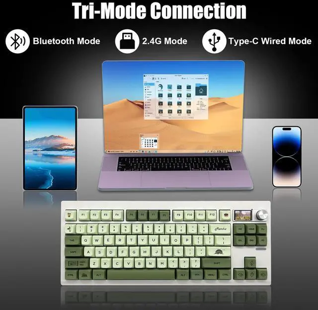 Alt view image 5 of 5 - ZMX GMK87 Keyboard Barebones Kit,Gasket Mount Hot Swap PCB Triple Mode BT5.0/2.4G/Type-C Wireless Mechanical Keyboard with Knob VIA-Programmable Custom TFT-Screen RGB Keyboard DIY Kit(White)