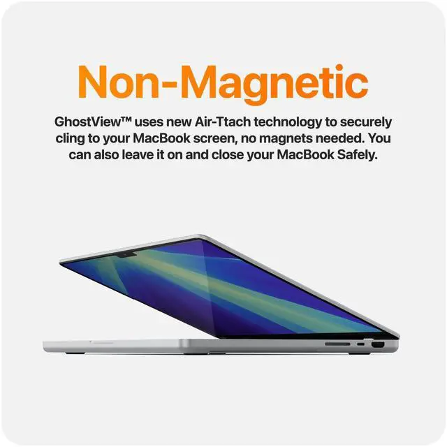 Alt view image 3 of 5 - UPPERCASE GhostView Premium Ultra Thin 2-Way Privacy Screen Protector, Bubble-free Air-ttach Technology, Non-Magnetic, Removable, Compatible with MacBook Pro 16" 2024 2023 2021 M4/M3/M2/M1 Pro/Max