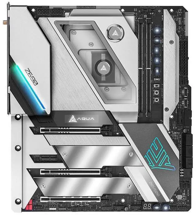 Alt view image 2 of 5 - ASRock Z690 Aqua LGA1700 Motherboard 8 SATA3 DDR5 Dual Channel 6400+ (OC) MHz 192GB EATX 2oz Copper PCB 12 Layer PCB SATA3 6.0 Gb/s Thunderbolt WiFi 6E 2.5G LAN PCIe 5.0 M.2 Marvell 10G LAN