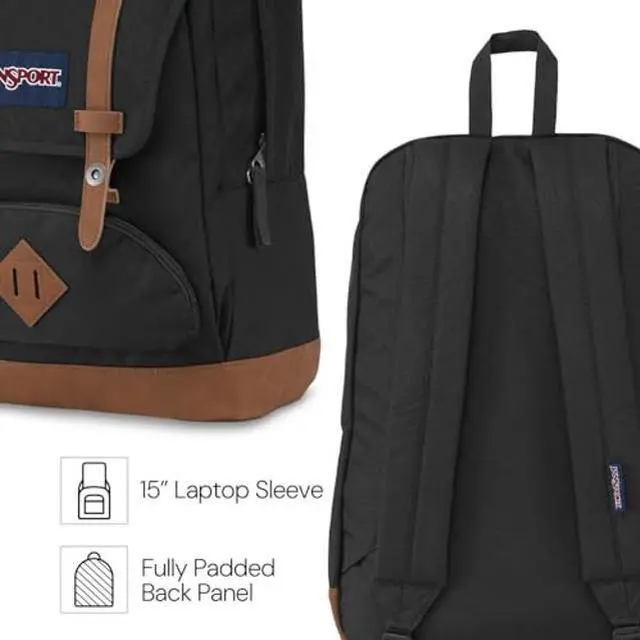Alt view image 3 of 5 - JanSport Cortlandt Laptop Backpack, Russet Red, 15" Laptop Sleeve-Synthetic Leather Shoulder Computer Bag with Large Compartment, Padded Straps- Rucksack for Men, Women