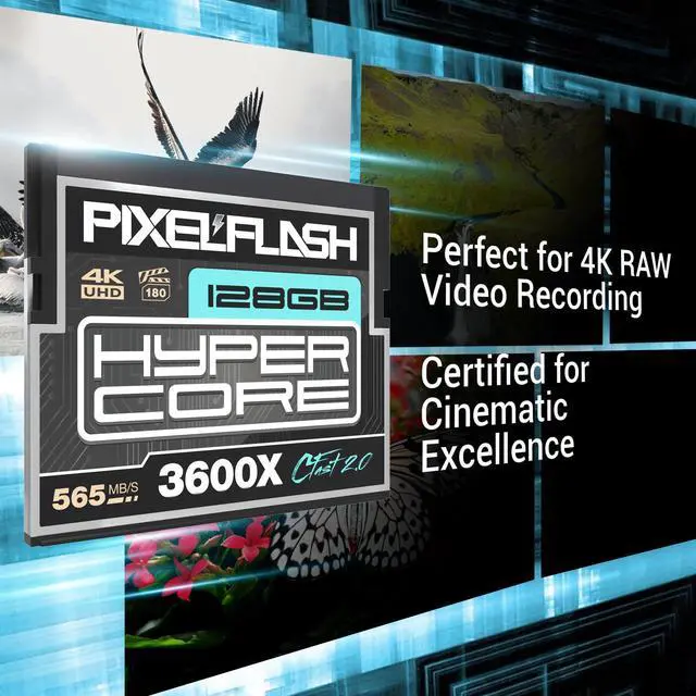 Alt view image 5 of 5 - 128GB PixelFlash CFast 2.0 Card 3600X HyperCore 565MB/s SATA3 VPG180 C Fast Card Compatible w/DSLR Cinematic Video & Photo Cams Lab Tested & Certified Flash Memory 128 GB 2025 Model