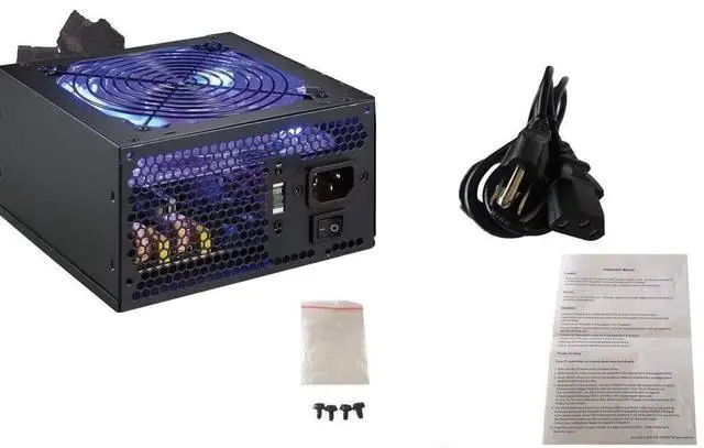 Main image of SHARK TECHNOLOGY 750 Watt Quiet 120mm Blue LED Fan Black ATX 12V 2.0 PSU with All Braided Sleeving Cables and PCIe Power Connector Gaming PC System Power Supply