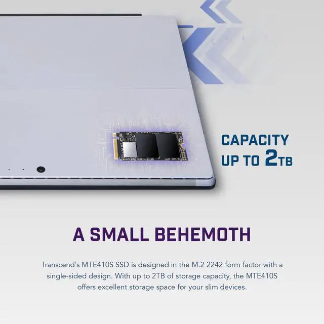 Alt view image 4 of 5 - Transcend 2TB M.2 2242 PCIe Gen4x4 SSD, Compatible with Ultra-Thin Laptops, Dram-Less Low Power, Up to 5000MB/s, TLC - TS2TMTE410S