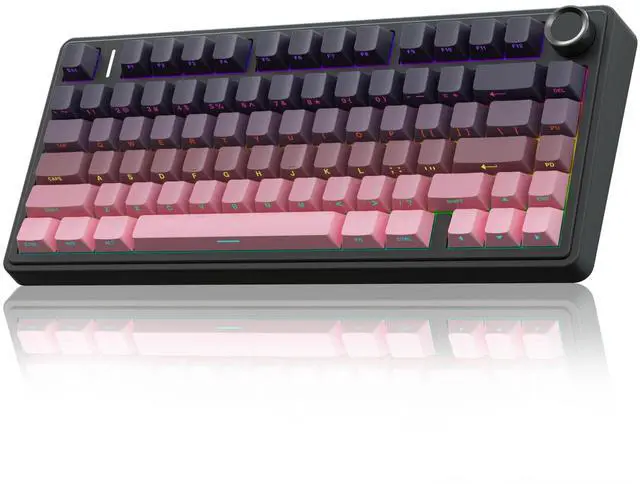 Main image of AULA F75 Pro Wireless Mechanical Keyboard,75% Gasket Hot Swappable Custom Keyboard,RGB Backlit,Pre-lubed Reaper Switches,Side Printed PBT Keycaps Mechanical Gaming Keyboards, Pink&Black