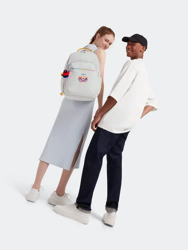 Alt view image 4 of 5 - Kipling Seoul Large 15" Laptop Backpack Truly Grey Rainbow