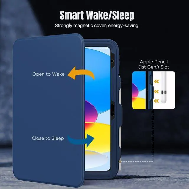 Alt view image 5 of 5 - MoKo for iPad 11-inch (A16) 11th Generation Case 2025/ iPad 10th Generation Case with Pencil Holder 2022 10.9 inch, Built-in Screen Protector Clear Back, Multi Angle Viewing Stand, Dark Sea Blue