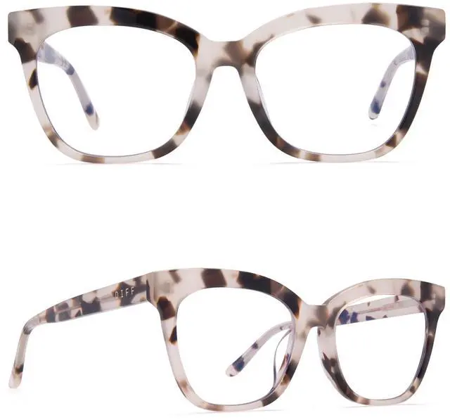 Main image of DIFF Winston Designer Cat Eye Blue Light Blocking Glasses Women UV400 Computer glasses, Cream Tortoise