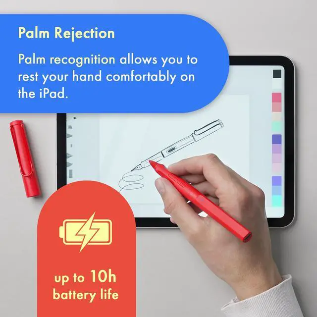 Alt view image 4 of 5 - LAMY Safari Note+ red iPad Pen - Stylus Pen with Palm Rejection, tilt Sensitivity & Ergonomic Grip - Compatible with Various iPad Models & Generations - up to 10 Hours Battery Life