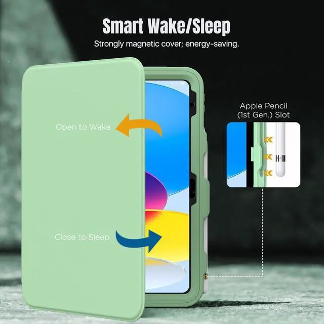 Alt view image 5 of 5 - MoKo for iPad 11-inch (A16) 11th Generation Case 2025/ iPad 10th Generation Case with Pencil Holder 2022 10.9 inch, Built-in Screen Protector Clear Back, Multi Angle Viewing Stand, Green