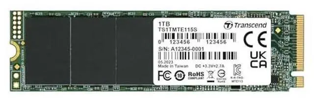 Main image of Transcend 1TB MTE115S M.2 2280 PCIe Gen3x4 SSD, NVMe Internal Solid State Drive, Low-Power Consumption - TS1TMTE115S