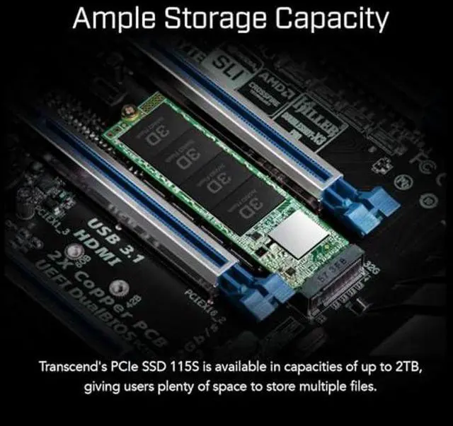 Alt view image 5 of 5 - Transcend 1TB MTE115S M.2 2280 PCIe Gen3x4 SSD, NVMe Internal Solid State Drive, Low-Power Consumption - TS1TMTE115S