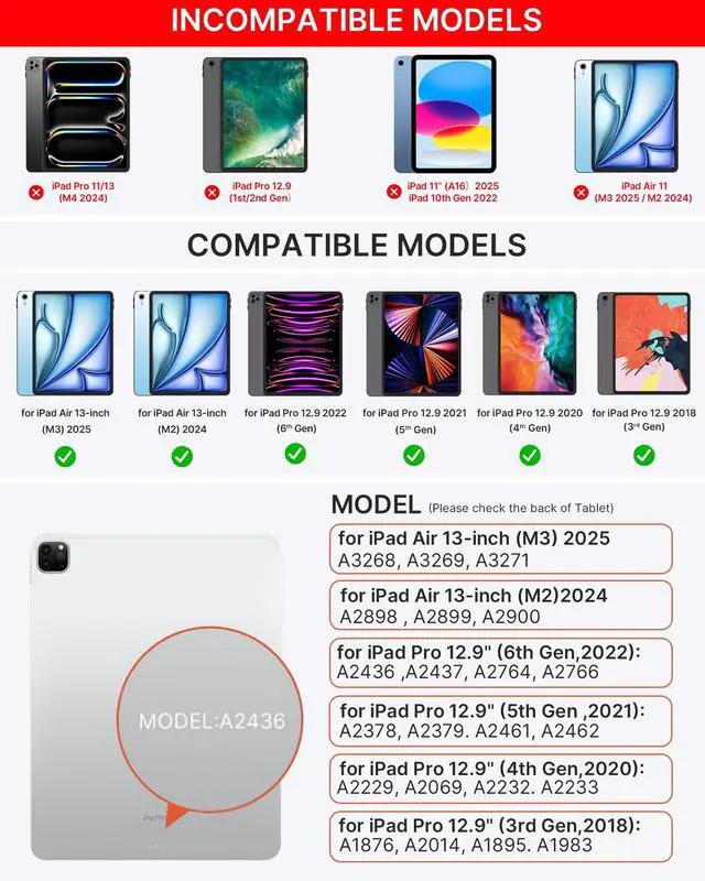Alt view image 2 of 5 - typecase Keyboard Case for iPad Air 13(M3 2025 / M2 2024) and iPad Pro 12.9(6th/5th//4th/3rd Gen,Magic Keyboard with 11-Colors Backlight,Built-in Trackpad,Function Row,Pencil Holder,Light Royal Pink