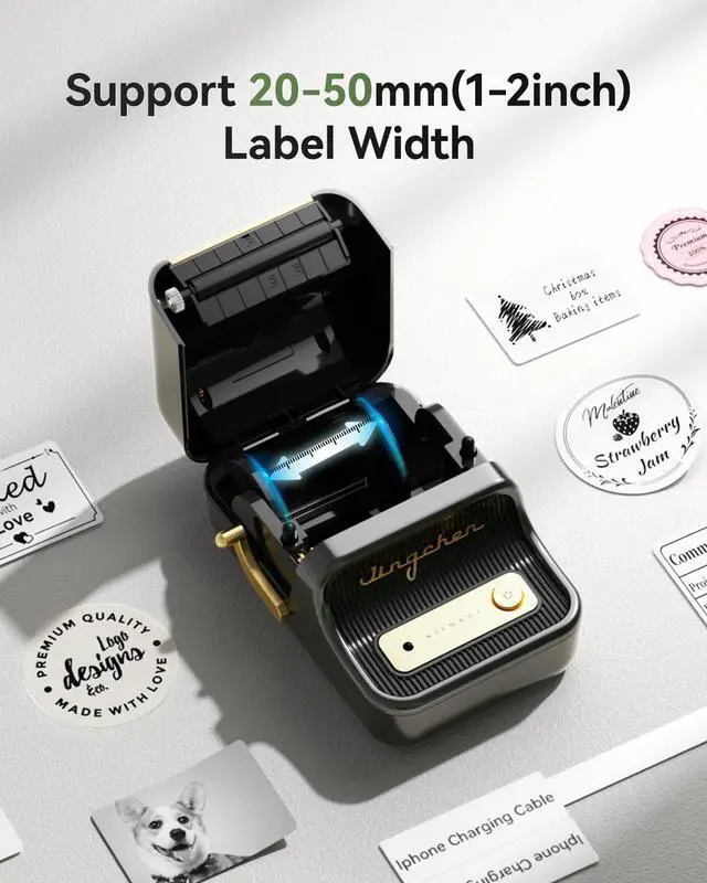 Alt view image 2 of 5 - NIIMBOT B21 Label Maker, 2 Inch Portable Thermal Label Printer, Label Maker Machine with Tape, Compatible with Android, iOS & PC,Labeling for Home Storage Office and Small Business,Black