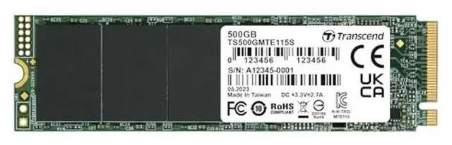 Main image of Transcend 500GB MTE115S M.2 2280 PCIe Gen3x4 SSD, Single Side, NVMe Internal Solid State Drive, Low-Power Consumption - TS500GMTE115S
