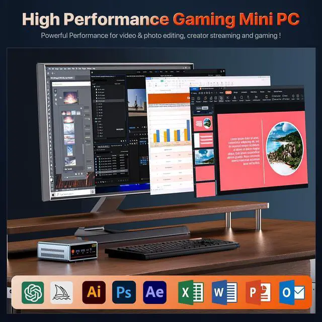 Alt view image 5 of 5 - Trycoo Mini PC Windows 11 6900HX 32GB RAM 1TB PCIe4.0 SSD Mini Desktop Computer with AMD Ryzen 9 (4.9GHz) Processor 6C/8T Radeon 680M Graphic Support Four Screen Displays WiFi6 BT5.2 Type-C USB4.0 LAN