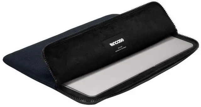Alt view image 2 of 5 - Incase Slim Sleeve with Woolenex for 13" MacBook/Laptop and iPad/Tablet - Padded Carry Case with Faux Fur Lining, Protective Cover, Vislon Zipper for Easy Access, Durable - Heather Navy