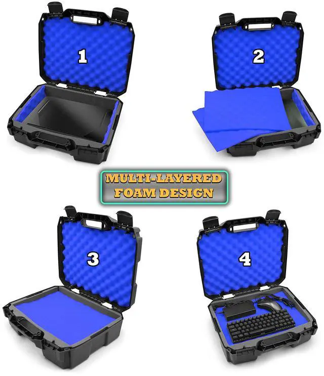 Alt view image 3 of 5 - CASEMATIX 15.6" Hard Laptop Case with Shock-Absorbing Interior Foam Protection Compatible with 15" Gaming Laptops and Accessories, Fits Laptops up to 15" x 10.5" Max