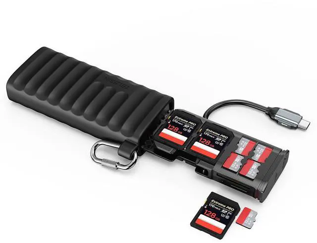 Main image of TELESINdeg High-Speed SD Card Reader, 312MB/S USB 3.1 Type-C Dual Slots Micro SD/TF Card Carrying Case Holder for Cameras, Smartphones, Drones, Action Cameras Plug and Play.