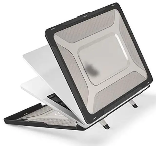 Alt view image 4 of 5 - Batianda Case for New MacBook Air 13.6 inch 2025 M4 Chip 2024 2022 Release A3240 A3113 A2681 Model,Honeycomb Heavy Duty Protective Hard Shell with TPU Bumper Fold Kickstand & Keyboard Cover, Black