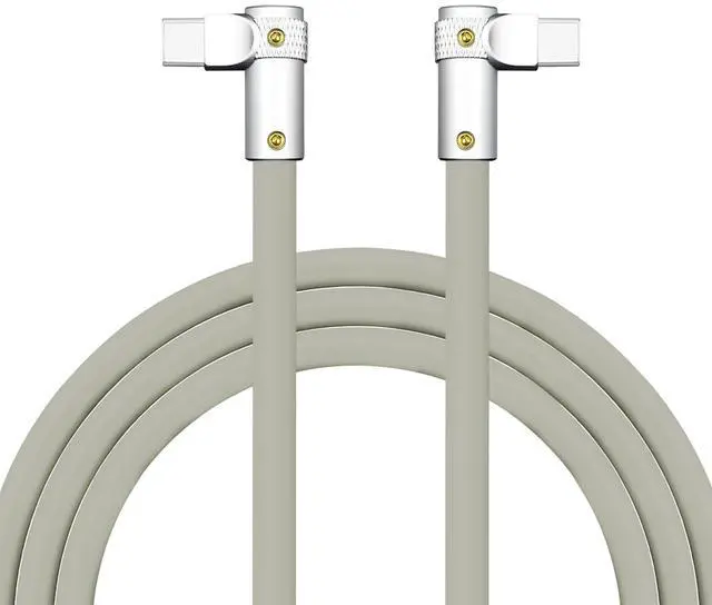 Main image of chubbycable FlexElbow Pro - 90 Degree Design 240W Fast Charge Cable Ultra-Thick Silicone Right Angle USB C Cable Phone Tablets Charging Cord, Gray, Double Elbow Type C to Type C, 6.6FT