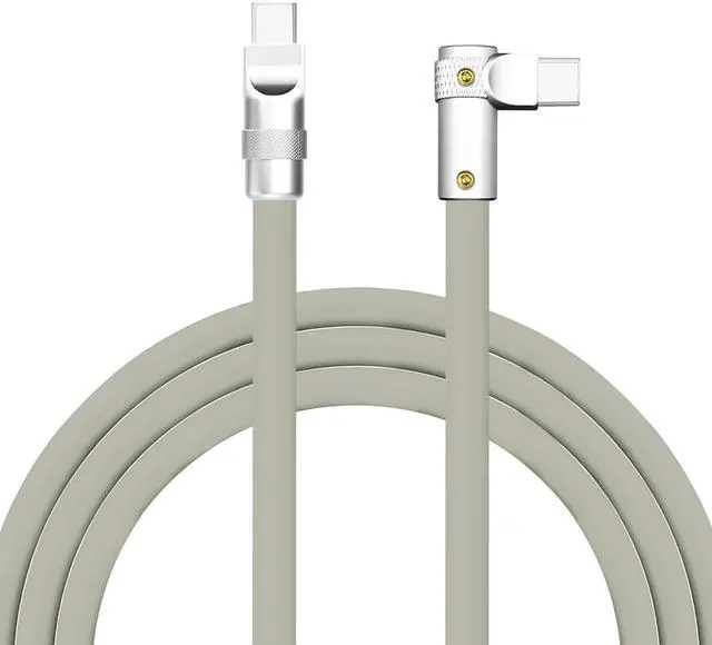 Main image of chubbycable FlexElbow Pro - 90 Degree Design 240W Fast Charge Cable Ultra-Thick Silicone Right Angle USB C Cable Phone Tablets Charging Cord, Gray, Type-C to Type-C, 4.9FT